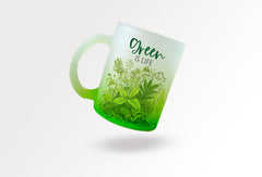 Find Your Shade of Green: Premium green shaded 350 ml green glass mug - Green is Life