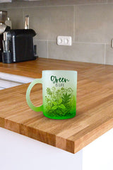 Find Your Shade of Green: Premium green shaded 350 ml green glass mug - Green is Life