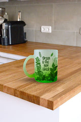 Find Your Shade of Green: Premium green shaded 350 ml green glass mug - Green is is the New Black