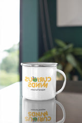 Unlock Your Imagination: Curious Minds durable Stainless Steel 350ml White Metal Mug - Curious Minds Expand Horizons