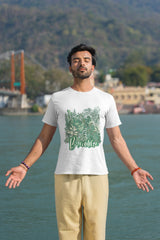 Breathe in, Breathe out: Comfortable Modern Round Neck Cotton Printed White Cotton T-shirt - Breathe (White Color)