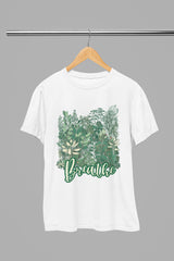 Breathe in, Breathe out: Comfortable Modern Round Neck Cotton Printed White Cotton T-shirt - Breathe (White Color)