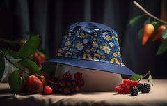 Summer Style Essential: Dual Side Printed Reversible Happy Yellows & Blues Bucket Hat