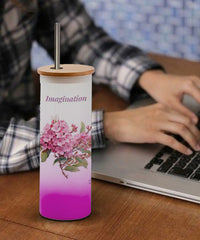 Elevate your drink with Premium Good looking frosted Glass  Tall Tumbler with Stainless Steel straw (Imagination Violet Color)