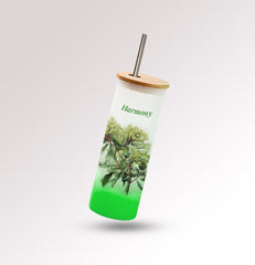 Elevate your drink with Premium Good looking frosted Glass  Tall Tumbler with Stainless Steel straw (Harmony Green Color)