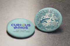 Express Your Curiosity: Curious Minds double sided stainless steel premium No Pin Twin Badges - Curious Minds Marine