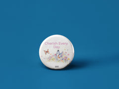 Express Elegance: Find Joy & Cherish Double sided stainless steel Premium No Pin Badges