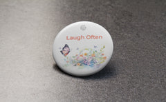 Express Elegance: Laugh & Enjoy Double sided stainless steel Premium No Pin Badges