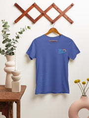 Colorful Comfort: Rainbow Theme Round Neck Cotton T-Shirt for Women - Indigo Color