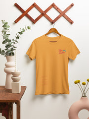 Colorful Comfort: Rainbow Theme Round Neck Cotton T-Shirt for Women - Orange Color
