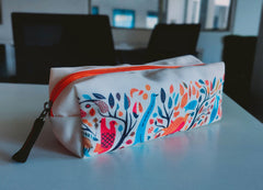 Organize in Style: Fashionable designed Premium Pencil Pouch - Gond Birds Colorful