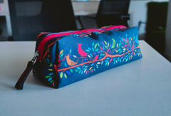 Organize in Style: Fashionable designed Premium Pencil Pouch - Gond Birds & Flowers Pattern