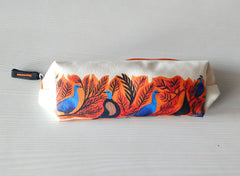 Organize in Style: Fashionable designed Premium Pencil Pouch - Gond Birds Peahen