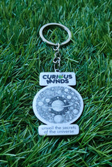 Key to Exploration Premium Stainless Steel Curious Minds Space Metal Keychain