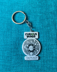 Key to Exploration Premium Stainless Steel Curious Minds Space Metal Keychain