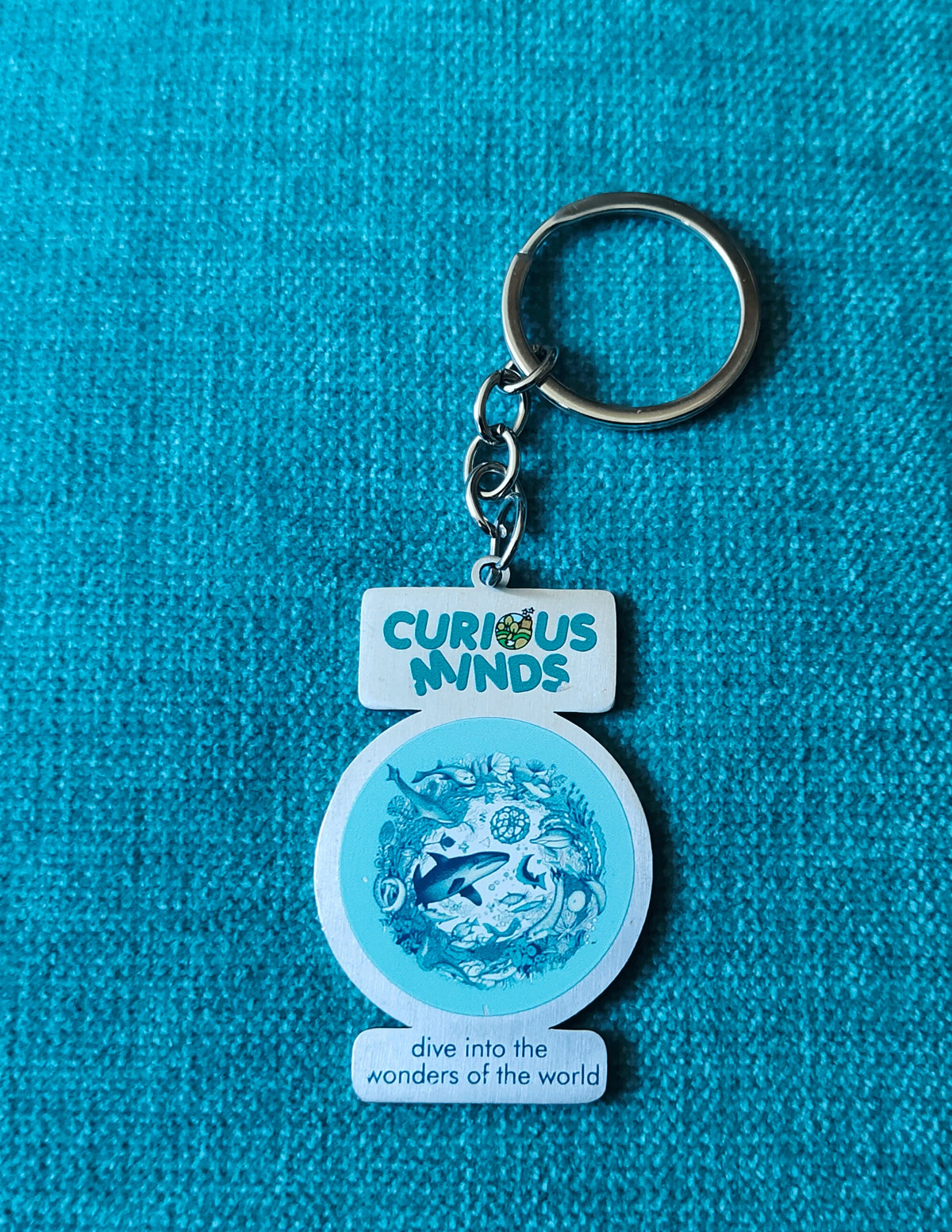 Key to Exploration Premium Stainless Steel Curious Minds Marine Life Metal Keychain