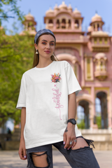 Floral Extravaganza: Premium Cotton Round Neck Oversize T-Shirt - So Beautiful Exotic Flowers