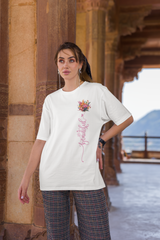 Floral Extravaganza: Premium Cotton Round Neck Oversize T-Shirt - So Beautiful Exotic Flowers